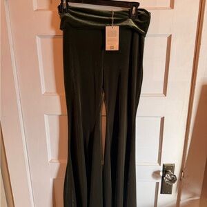 Kantha Bae olive green velvet flares by Open Hands